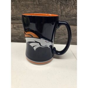 Denver Broncos NFL Boelter Brands Ceramic Coffee Mug Navy Blue Orange Relief